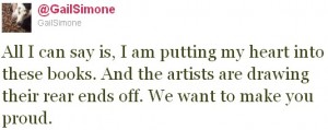 Gail Simone, you are amazing. Thank you. Gail Simone, you are amazing. Thank you.